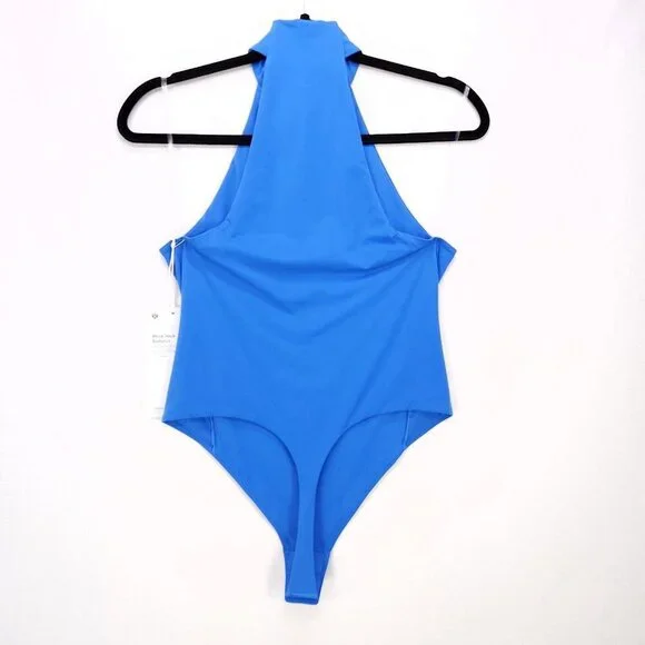 Lululemon Wundermost Ultra Soft Nulu Mock Neck Bodysuit Medium Sleeveless Blue - Picture 3 of 15